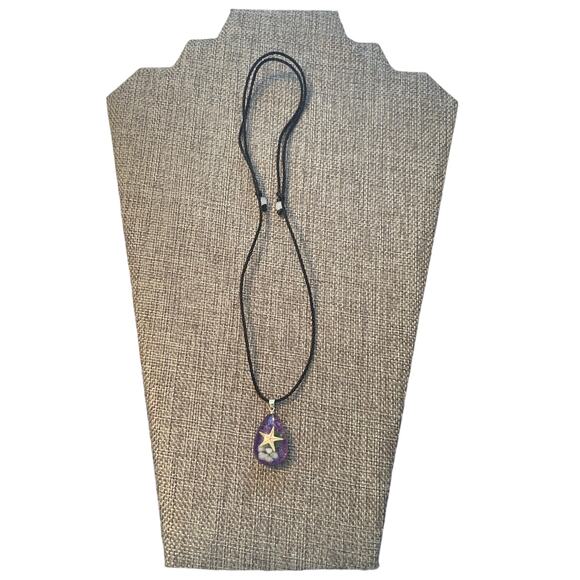 Starfish Purple Acrylic Satin Cord Necklace - Picture 6 of 6